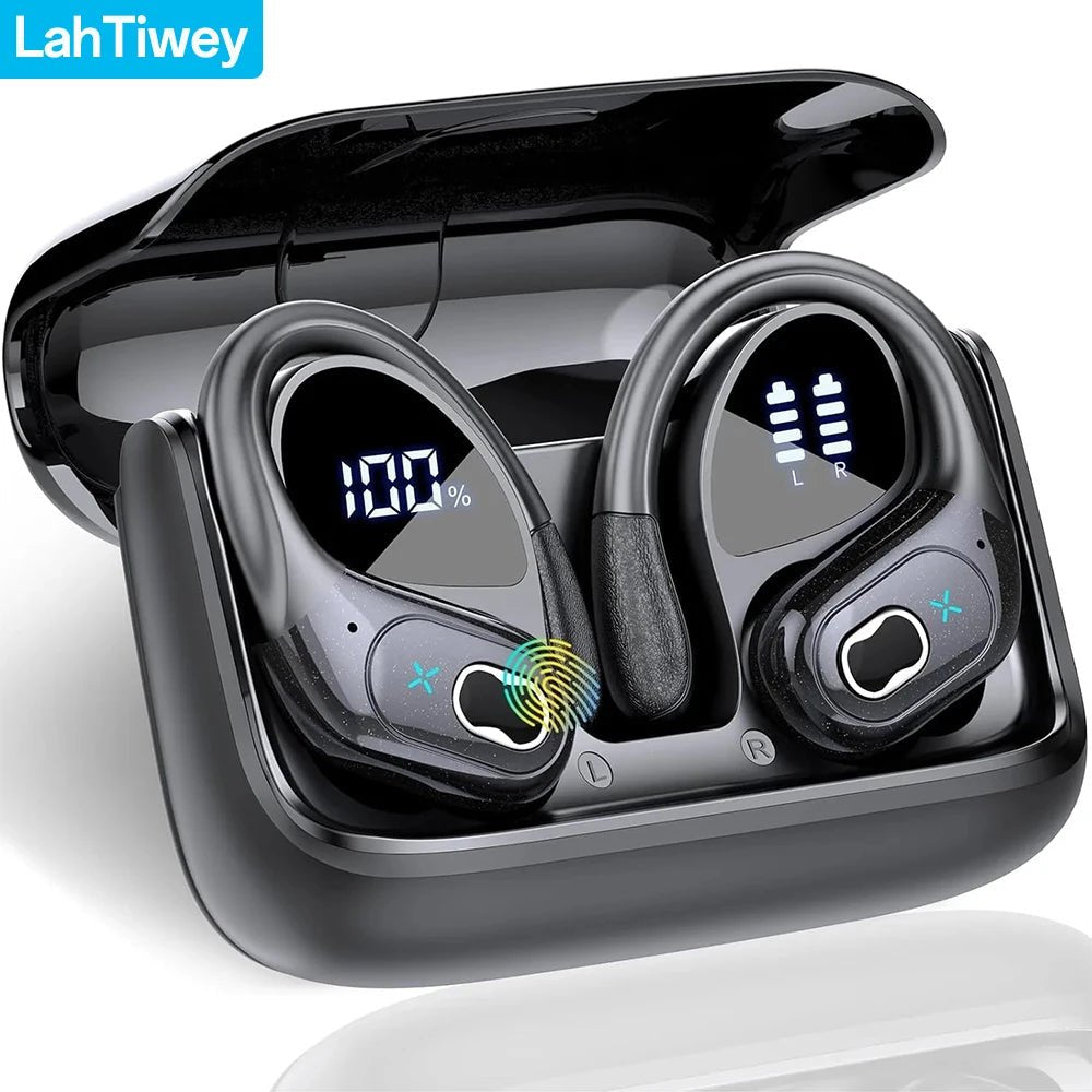 Sports Wireless Earbuds Bluetooth 5.4 TWS Wireless Headphones Waterproof Earhook Earphones with Deep Bass Noise Cancelling Mic - ecowave store