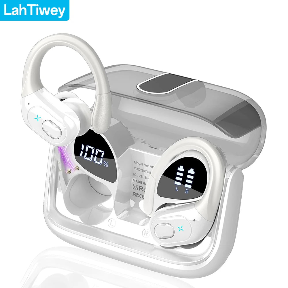 Sports Wireless Earbuds Bluetooth 5.4 TWS Wireless Headphones Waterproof Earhook Earphones with Deep Bass Noise Cancelling Mic - ecowave store