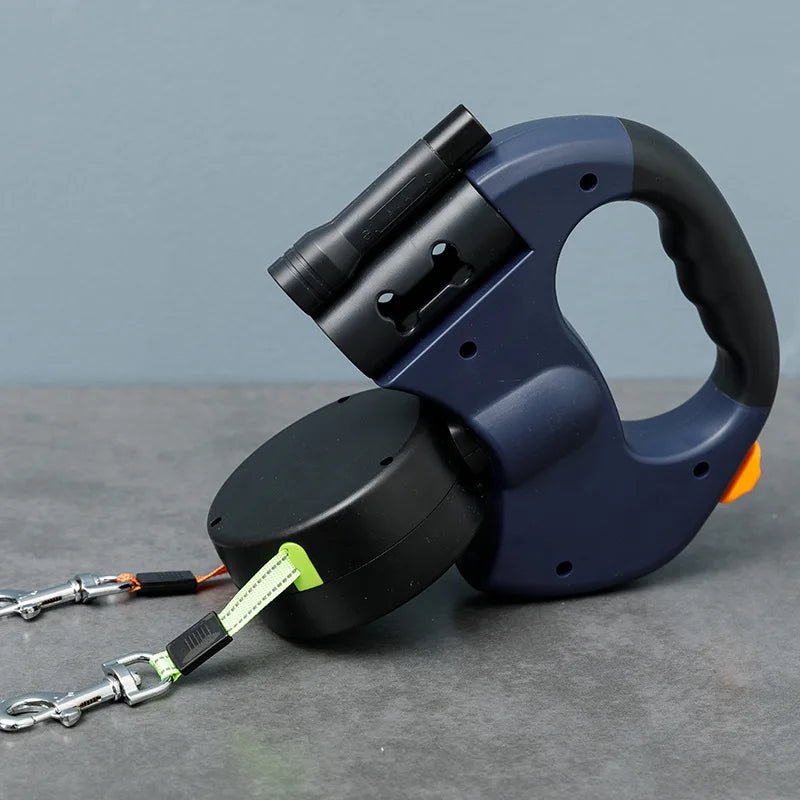 3m LED spotlight dual head reflective pet leash with automatic extension and one click locking for cat and dog leash - ecowave store