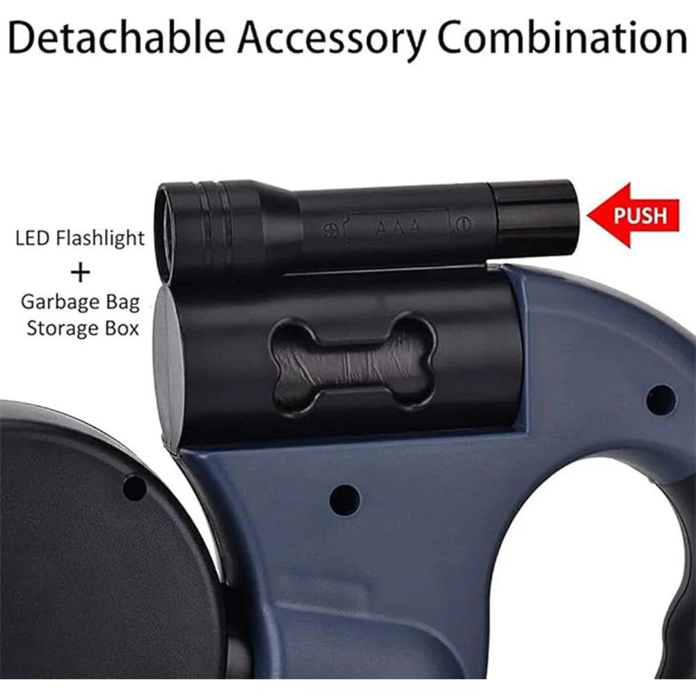 3m LED spotlight dual head reflective pet leash with automatic extension and one click locking for cat and dog leash - ecowave store