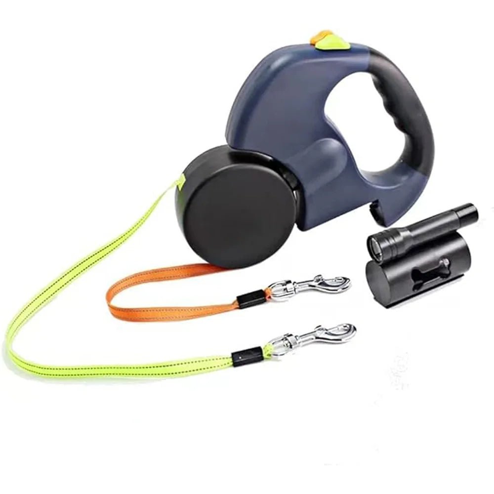 3m LED spotlight dual head reflective pet leash with automatic extension and one click locking for cat and dog leash - ecowave store